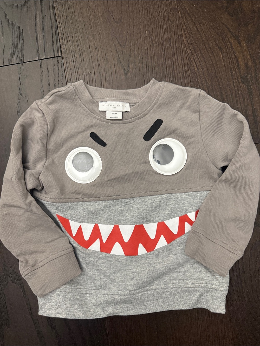 Stella McCartney Kids Gray Monster Pullover with Red Teeth
